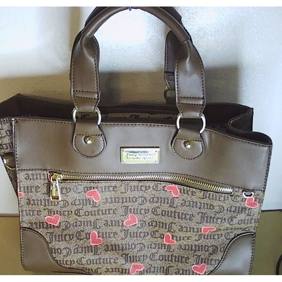 Juicy Couture Purse RN #108833 Log Hearts Brown - Picture 1 of 10